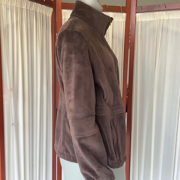 Kristen Blake Womens Super Soft Plush Fleece Brown Jacket Size Large - Picture 3 of 7